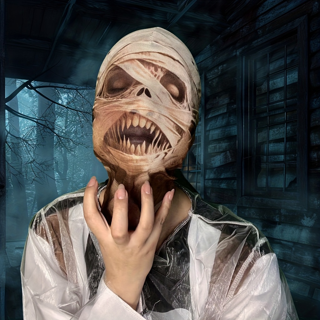 Led Purge Mask Halloween - 1pc Mummy Ripped Cloth Patchwork Mask