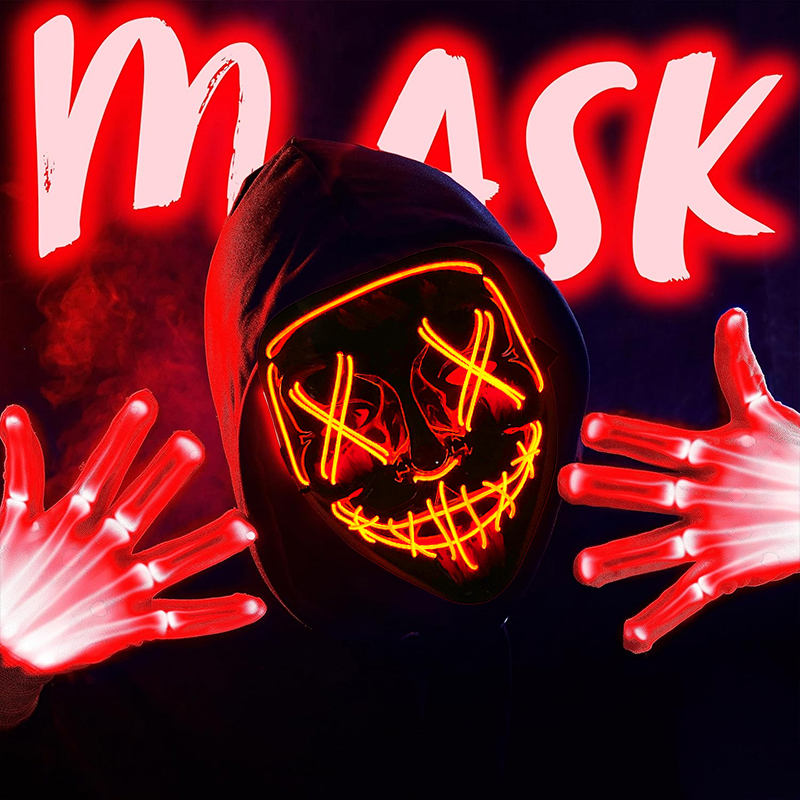 Led Purge Mask Halloween - 2026 Wireless Colorful Neon Light Party