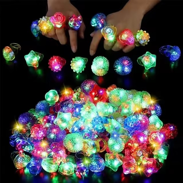 10pcs Glowing Rings LED Light  - Glow In The Dark Party Glasses ulasan dan harga