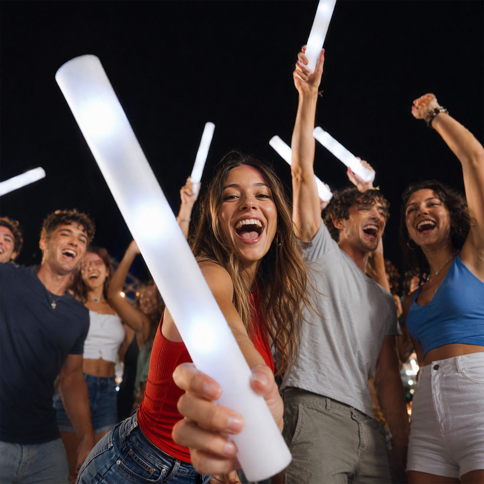 Reusable White Foam LED Glow S - Flashing Led Foam Sticks Party ulasan dan harga