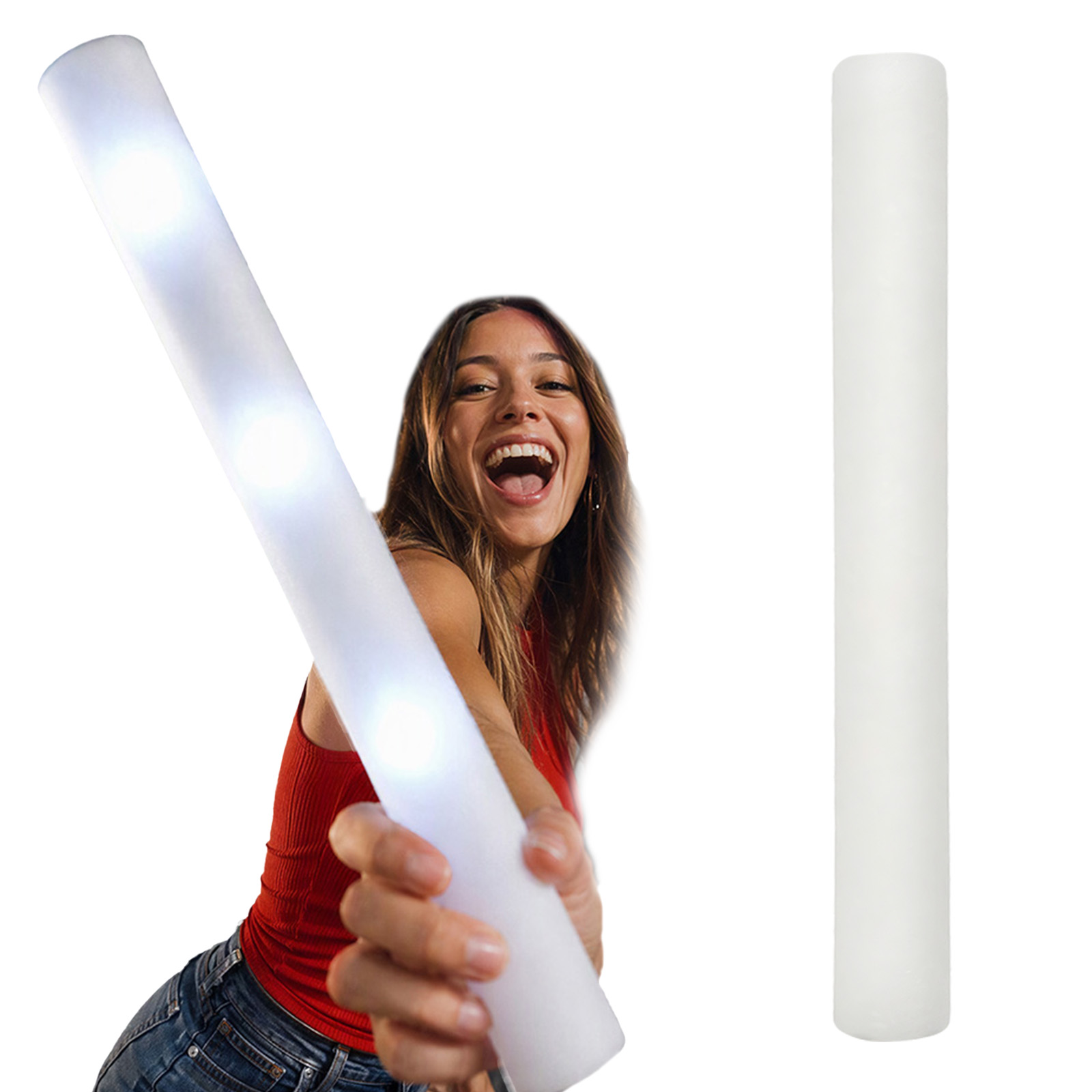 Reusable White Foam LED Glow S - Flashing Led Foam Sticks Party ulasan dan harga